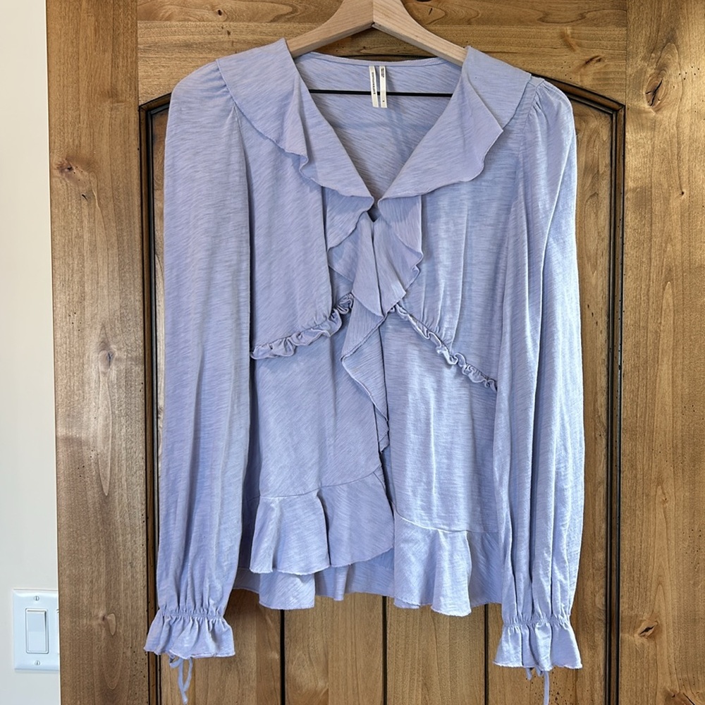 Anthropologie Lavender Ruffle Blouse